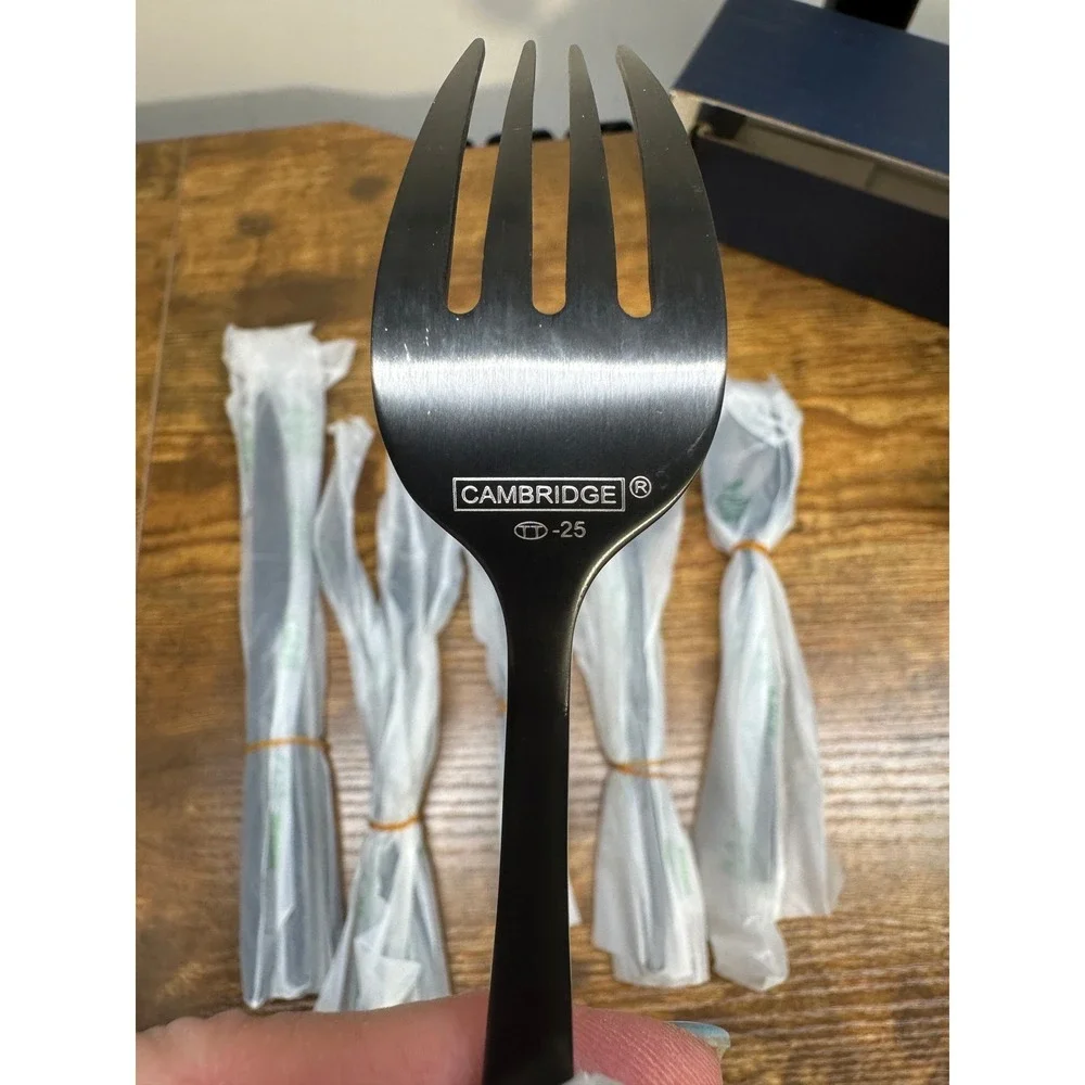 NEW Cambridge Nylah Black 20 Piece Flatware Set 18/0 Stainless Steel Matte Finis